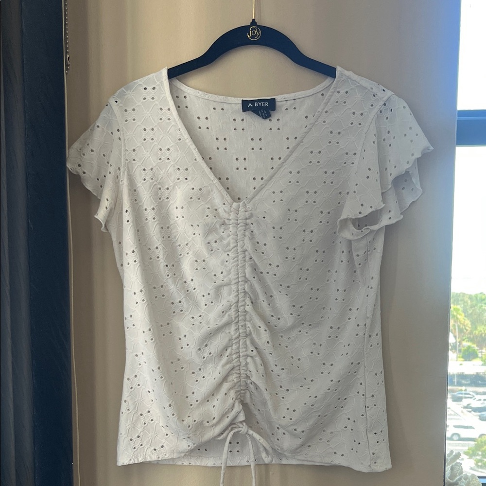 A. Byer White Eyelet Blouse